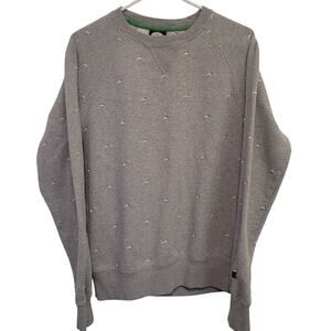 The Smokers Club Grey Crewneck Sweatshirt SZ Small Joint Embroidery All Over